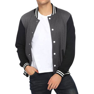 Blouson universitaire marine à manches rouges, col montant, style baseball, unisexe, avec bordure côtelée boutonnée, personnalisable, vêtement d'extérieur chaud, style urbain - Product Image 6