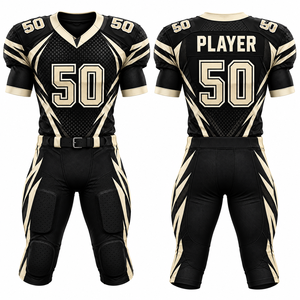 Ensemble de maillots de football américain sublimés personnalisés, col en V, manches courtes, uniforme ajusté respirant pour adulte, numéro 50 - Product Image 6