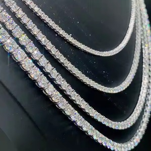 สร้อยคอเทนนิสทรงกลมประดับเพชรแบบ Iced Out พร้อมสร้อยคิวบาฮิปฮอปสีเงินสำหรับผู้ชาย สร้อยคอแบรนด์เนมจากอินเดีย - Product Image 3
