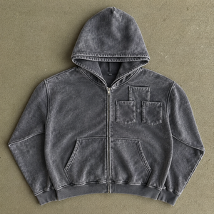 Sweat à capuche en coton d'hiver à faible MOQ, fermeture éclair intégrale, impression numérique, logo personnalisé, marque privée, usine pour marques de streetwear, vente en gros aux États-Unis - Product Image 5