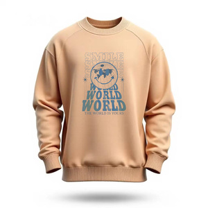 Smile World Crew Neck Pullover Sweatshirt Regular Fit 100 Cotton Knitted Unisex Casual Autumn Print Front Logo Breathable 370g - Product Image 1