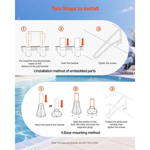 Corrimano per Piscina in Acciaio Inossidabile Resistente 54 x 32 Pollici, Capacità di Carico 220 Libbre, Saldatura Senza Giunture, per Parchi Acquatici - Product Image 5