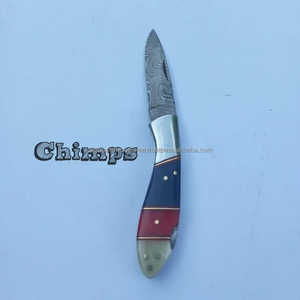 Nuevo Cuchillo Plegable Multifuncional de Acero de Damasco con Mango de Micarta, Diseño de Última Generación, Precio Económico, Alta Calidad de Fábrica - Product Image 3