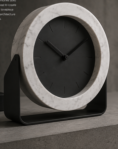 Minimalist Marble Desk Clock With Quartz Movement Silent Needle Display Circular Design - Product Image 1