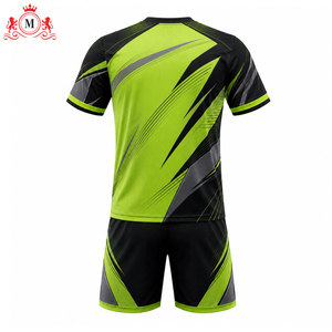 ชุดเสื้อฟุตบอลสีเขียวดำแบบซับลิเมชั่นพร้อมกางเกงขาสั้น ชุดยูนิฟอร์มฟุตบอลสำหรับผู้ใหญ่ ผ้าโพลีเอสเตอร์ระบายอากาศ ตรวจจับรอยตะเข็บ - Product Image 2