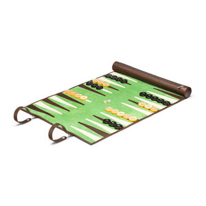 Roll-Up Leather <b>Backgammon</b> <b>Set</b> with Dice and Counters Foldable Game Board for Outdoor Party Play - Product Image 6