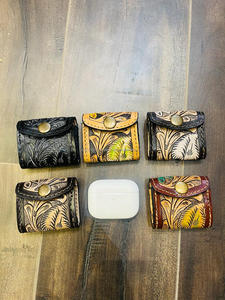 Hot Sale 2024 Hand <b>Tooled</b> Leather Air Pod Case Genuine Leather Sustainable Protective Cover Western Style Air Pod Accessories - Product Image 5