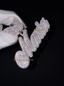 Hip Hop para hombre 925 Plata sólida Iced personalizado Bling nombre collar mariposa Bail VVS Moissanite diamante gran colgante regalo niños - Product Image 2