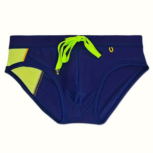 กางเกงว่ายน้ำชายคุณภาพสูง สีน้ำเงิน โพลีเอสเตอร์ 100% สวมใส่สบาย ระบายอากาศได้ดี กันน้ำ ไซส์ใหญ่ ชุดกีฬาชายหาด เอวยางยืด - Product Image 1