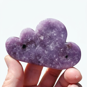 Cristal de lepidolita tallado de alta calidad en forma de nube, piedra de cristal para decoración del hogar, venta al por mayor de cristales tallados. - Product Image 3