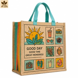 Bolsa de Compras de Yute Natural Laminado, 40x34x16 cm, Logotipo Personalizado, Venta al Por Mayor, OEM, Marca Privada, Modelo PH-JT-09 - Product Image 1