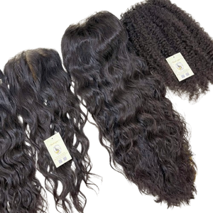 Cabello Humano Vietnamita con Cutículas Alineadas, Cabello Natural Ondulado, Cierre de Encaje, Cabello Vietnamita Virgen, Color Negro Natural, Pelucas Suizas - Product Image 1