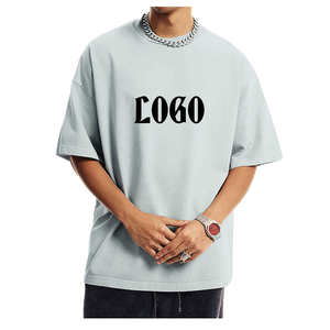 เสื้อยืดโอเวอร์ไซส์ผู้ชายผ้าฝ้าย 100% ระบายอากาศดี ใส่สบายสำหรับฤดูร้อน ดีไซน์ไหล่ตก ขายส่ง - Product Image 1