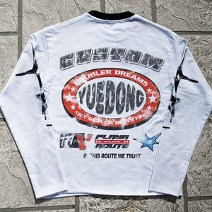 T-shirt unisexe à manches longues en coton 100% double couche, imprimé camouflage vintage délavé, avec logo personnalisé, pour homme - Product Image 6
