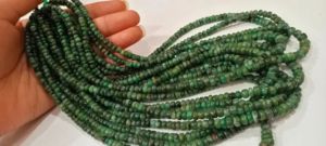Perles d'émeraude naturelle lisses en forme de rondelle, de 4 à 6 mm, graduées, vendues par brin de 8 pouces de long - Product Image 3