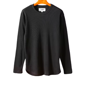 Organic Cotton t Shirt for Men <b>Tshirt</b> Long Sleeve Thermal Crewneck Shirt Custom Waffle Thermal Long Sleeve Shirt Custom - Product Image 2