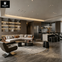 Meubles de cuisine de luxe sur mesure, ensemble de placards modulaires modernes avec îlot de rangement pour villas, appartements et projets résidentiels