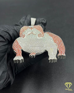 Pendentif Bouledogue Iced Out en Moissanite Rouge et Blanche, Collier de Luxe Hip Hop avec Breloque Animale - Product Image 4