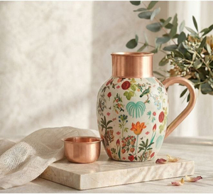 Pichet à eau en cuivre traditionnel, artisanat indien, qualité d'exportation supérieure - Product Image 2