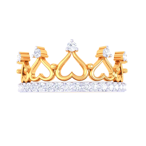 Anillo de Corona de Oro de Lujo para Mujer, Tiara de Corazón Brillante, Joyería de Princesa para Boda y Promesa, Regalo - Product Image 5