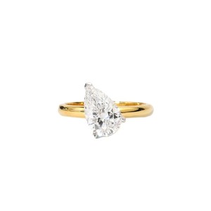 Anillo Solitario con Halo Oculto, Color DEF, Claridad VS VVS, Certificado IGI, Oro Sólido de 10K, 14K, 18K, Anillo con Diamante Cultivado en Laboratorio en Forma de Pera - Product Image 1