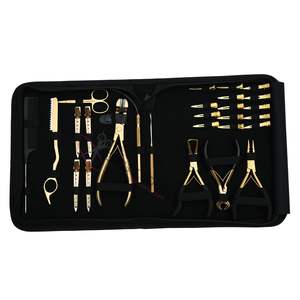 Kit Profesional de Herramientas para Extensiones de Cabello: Alicates para Cinta Adhesiva, Cortador de Queratina, Herramienta de Crimpado y Remoción, Tijeras de Bucle, Cuchilla Afilada y Peine - Product Image 1