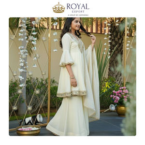 Vente en gros de vêtements traditionnels pour enfants, style indien, costume Sharara en soie Cosmos Gold Jari pour filles, vêtements de mariage - Product Image 3