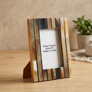 <b>Beads</b> <b>Art</b> Handmade Buffalo Horn Wood Photo Frame 4x6 Inches Square Tabletop Decor Model H Made Uttar Pradesh Vertical - Product Image 5