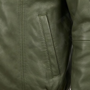 แจ็คเก็ตหนังผู้ชายคุณภาพสูงแบบ Bomber หนังแกะแท้ ปรับแต่งได้ตามต้องการ  แบบรูดซิปด้านหน้า  สีสันปรับแต่งได้ - Product Image 5