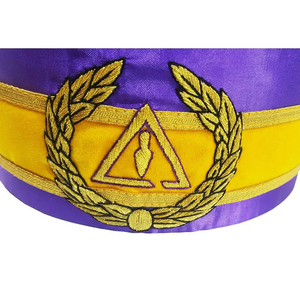 <b>Purple</b> Lodge Crown Cap Black Machine Embroidery Patch With Two Braids Adjustable Belt Made in Ceremonial Crown <b>Hat</b> - Product Image 6