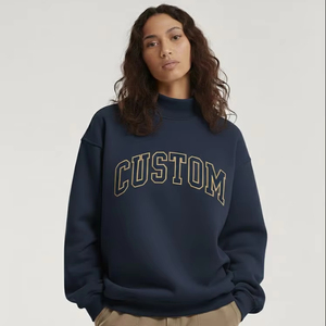 Women's Autumn Winter Oversized Mock Neck Breathable Fleece Sweatshirt Front Logo Customization Eco-Friendly Casual Design - Product Image 1