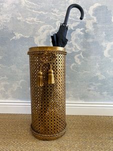 Antique Brass Metal <b>Umbrella</b> <b>Stand</b> One-Sided Capacity Freestanding Holder for Hotel Lobby Decoration - Product Image 2