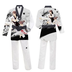 Tenue d'entraînement d'arts martiaux de haute qualité, uniforme de Taekwondo et de Karaté, ensemble de vêtements en polyester à séchage rapide et absorbant la transpiration, avec ajustement réglable - Product Image 2