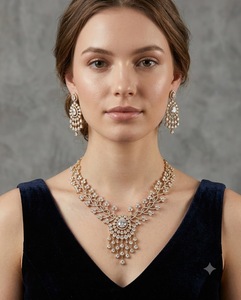 Intricate Leaf Branch Shape Necklace <b>Set</b> With Tassel Dangle Earrings <b>Set</b> High Quality Antique Gold Plated Jewelry <b>Set</b> Collection - Product Image 6