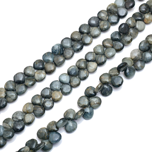 Perles en pierre naturelle œil de chat noir, forme cœur lisse, perles en cristal en vrac pour la fabrication de bracelets et de colliers - Product Image 1