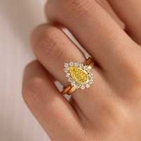 Bague de fiançailles de luxe en argent sterling S925 avec diamant de laboratoire jaune fantaisie taille poire de 2,00 carats, certifiée IGI, VVS Diam Unique
