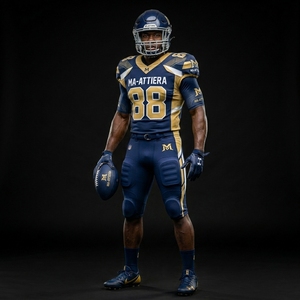 Ensemble de maillot et pantalon de football américain personnalisé bleu marine et or, uniforme d'équipe rembourré, fabricant de vêtements de sport en gros - Product Image 1