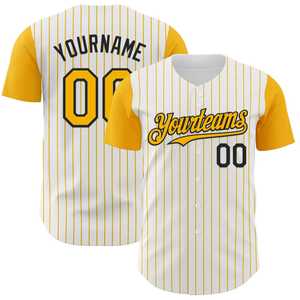 Maillot de baseball vierge en gros, logo imprimé numériquement, uniforme de baseball à rayures cousues et boutons pour homme - Product Image 6