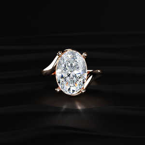 Bague Bypass en Moissanite Ovale 3.35ct VVS1 Incolore, Diamant Moissanite, Argent 925, Or Massif 10K 14K 18K, Prix Usine - Product Image 5