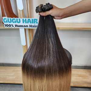 Extensions de cheveux naturels 100% à bandes adhésives, 16-28 pouces, 12A Blond Vierge Plus Lisse Baguette, Tissage noué à la main, Cheveux teints - Product Image 3