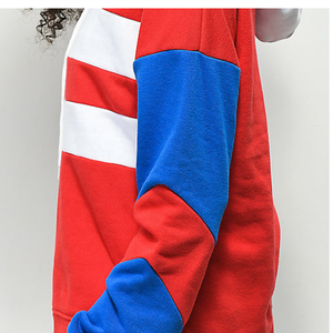 Women's Color <b>Block</b> Drawstring Detail Long Sleeve Hooded Cotton Fleece OEM Printed Plus Size Embroidered Lined Sweatshirt Autumn - Product Image 4