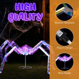 Decorazioni di Halloween a forma di ragno iridescente illuminato da 3FT per esterni, resistenti alle intemperie, pre-illuminato - Product Image 4