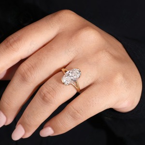 3ct Oval Lab Grown Diamond Engagement <b>Ring</b> Half Bezel Set 14k Solid Yellow Gold IGI Certified Solitaire <b>Proposal</b> Gift for Her - Product Image 4