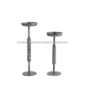 Supports de piliers en aluminium forgés à la main – Cônes texturés argentés de style brutaliste - Product Image 3