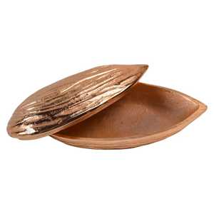 Gold Metal Peanut Shaped Storage Box Dry Fruit Container Nut Server Tableware Skies Trader - Product Image 2
