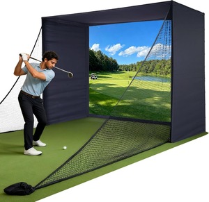 ตู้จำลองการเล่นกอล์ฟ - กรงกอล์ฟขนาด 10 × 8 ฟุต พร้อมหน้าจอ HD ป้องกันแรงกระแทกสองชั้นและแผงกั้นด้านข้างสำหรับใช้ในบ้าน โรงรถ หรือสตูดิโอ - Product Image 3