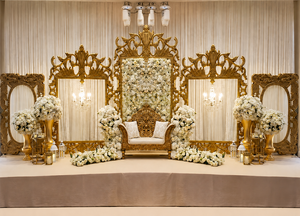 Decoración de Escenario para Ceremonia Temática Tradicional, Diseño Real Dorado para Bodas con Tallado de Elefantes, Estilo Maharaja - Product Image 5