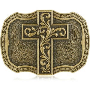 Hebilla de cinturón para kilt de hombre con cruz religiosa, acabado vintage antiguo, diseño elegante con cardo - Product Image 5