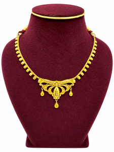 22K <b>Solid</b> <b>Gold</b> Floral Necklace for Women Traditional Indian Design Pure Yellow <b>Gold</b> Flower <b>Pendant</b> Wedding Jewelry Gift - Product Image 1