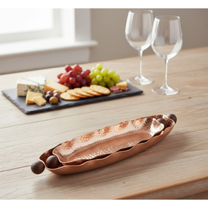 Grand plateau de service rond en métal créatif avec poignées, plateau alimentaire artisanal pour la cuisine, la salle à manger, la décoration de la maison, les fournitures de fête - Product Image 6